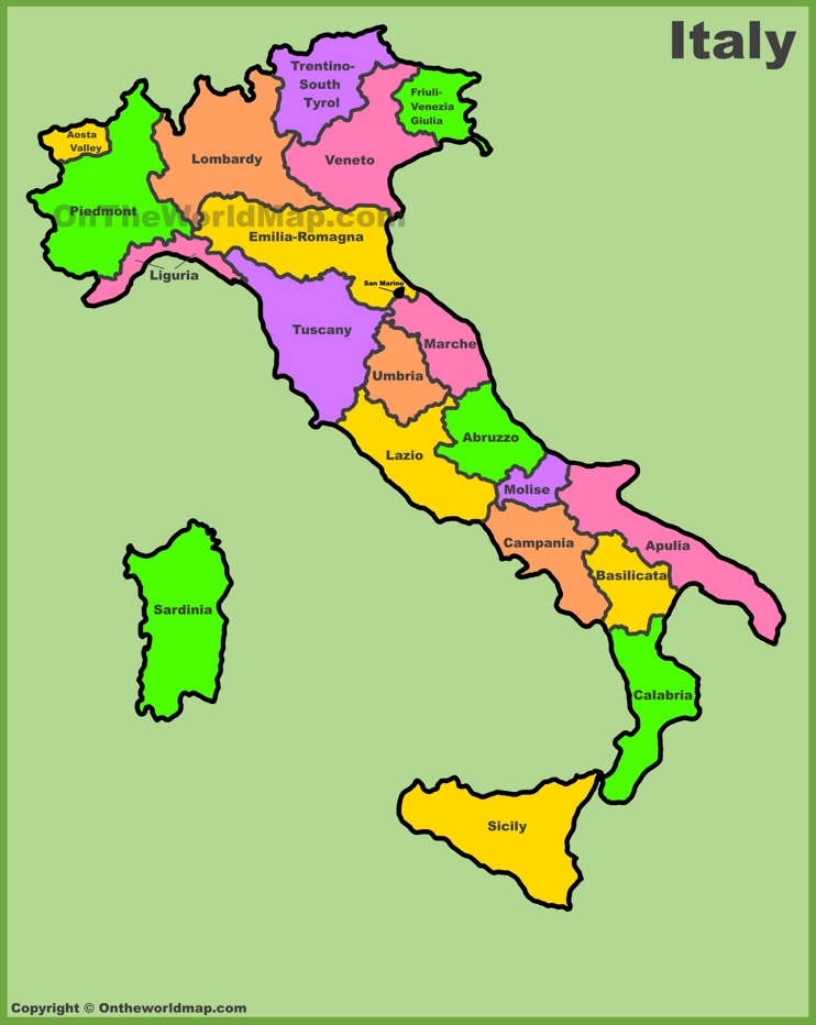 Mappa delle regioni italiane
