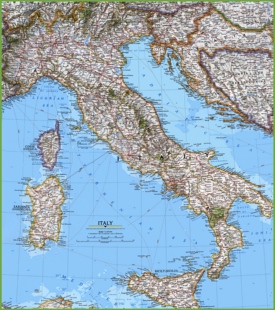 Large detailed map of Italy with cities and towns