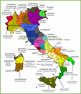 Map of languages in Italy