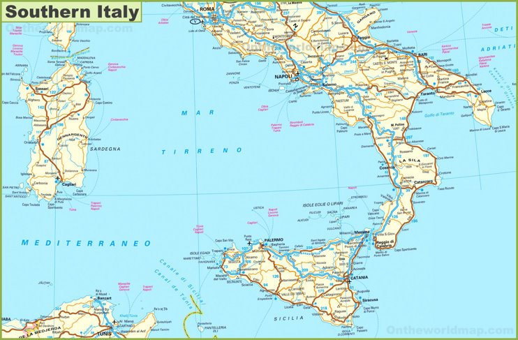 Mappa dell'Italia meridionale