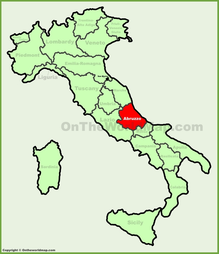 Abruzzo location on the Italy map 