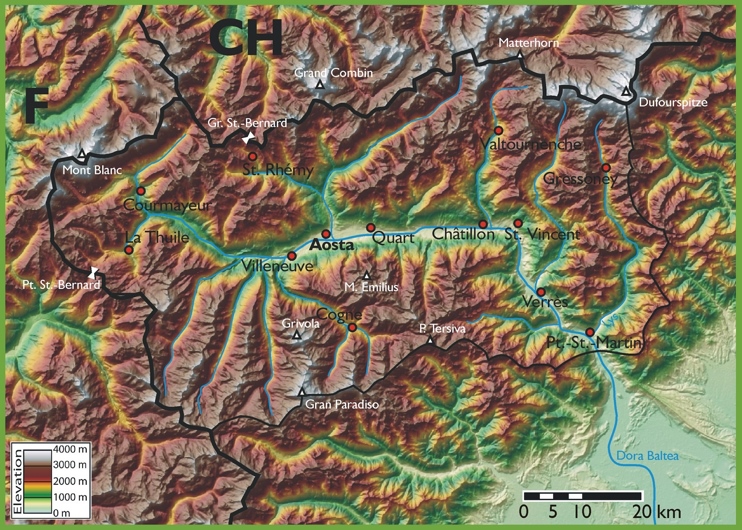 Aosta Valley physical map