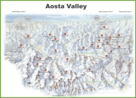 Valle d'Aosta - cartina dello sci