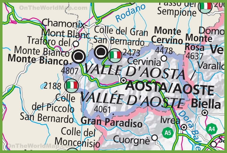 Large detailed Aosta Valley map