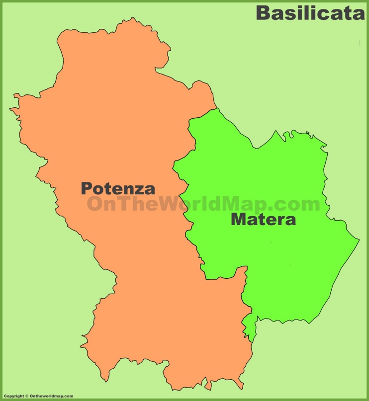 Basilicata - Mappa con province