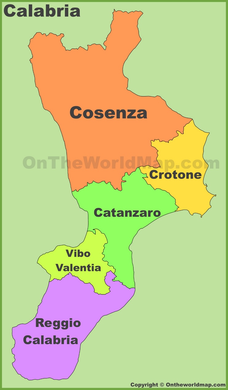 Calabria - Mappa con province