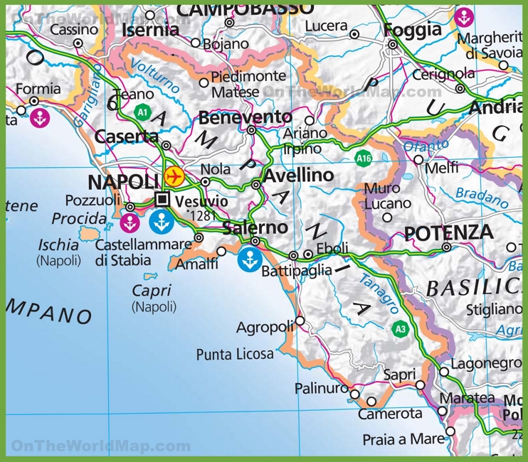 Large map of Campania