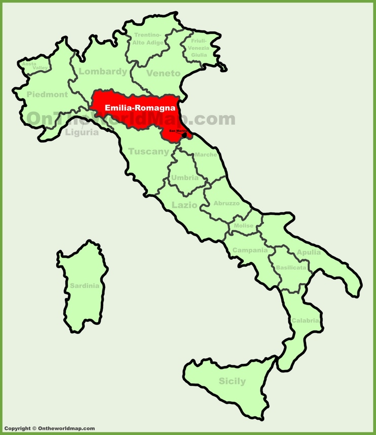 Emilia-Romagna location on the Italy map