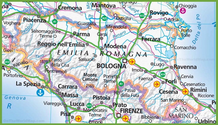 Large map of Emilia-Romagna