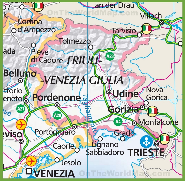 Large map of Friuli-Venezia Giulia
