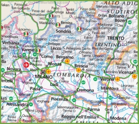 Large map of Lombardy