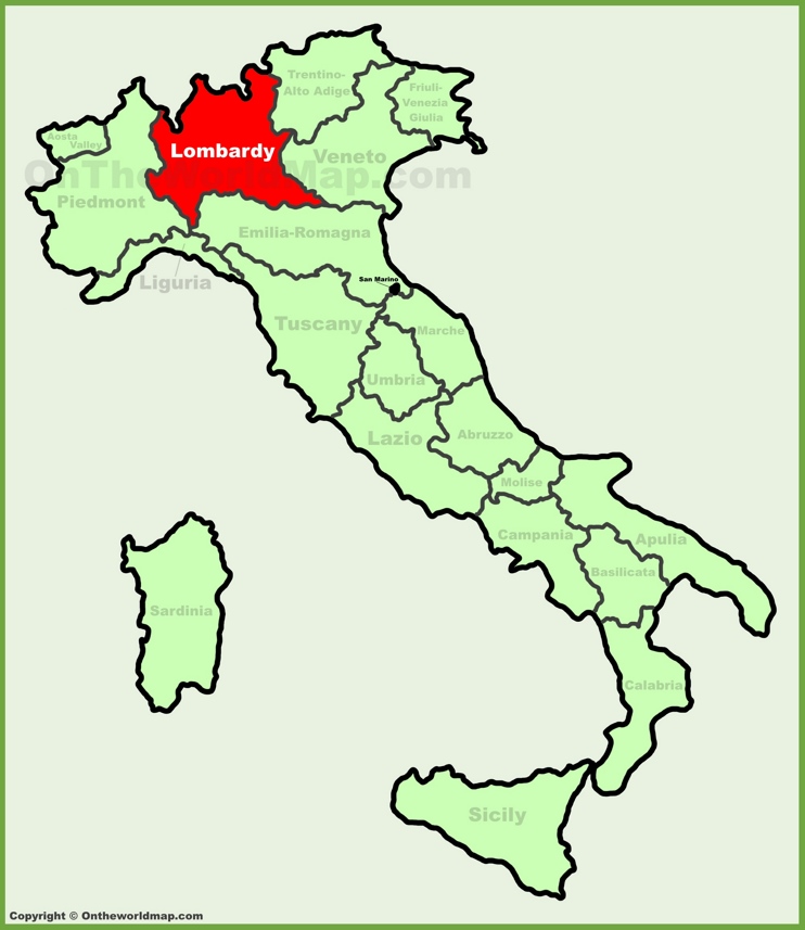 Lombardy location on the Italy map