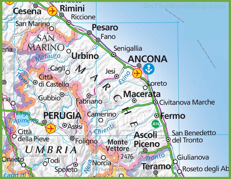Large map of Marche