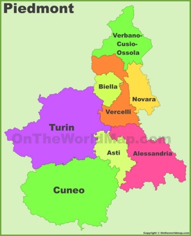 Piemonte - Mappa con province
