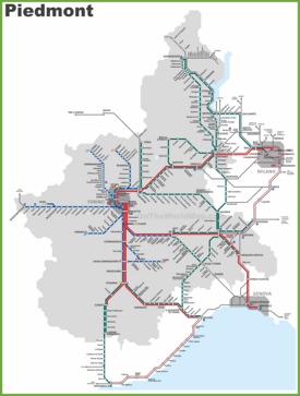 Piemonte - Mappa ferroviaria