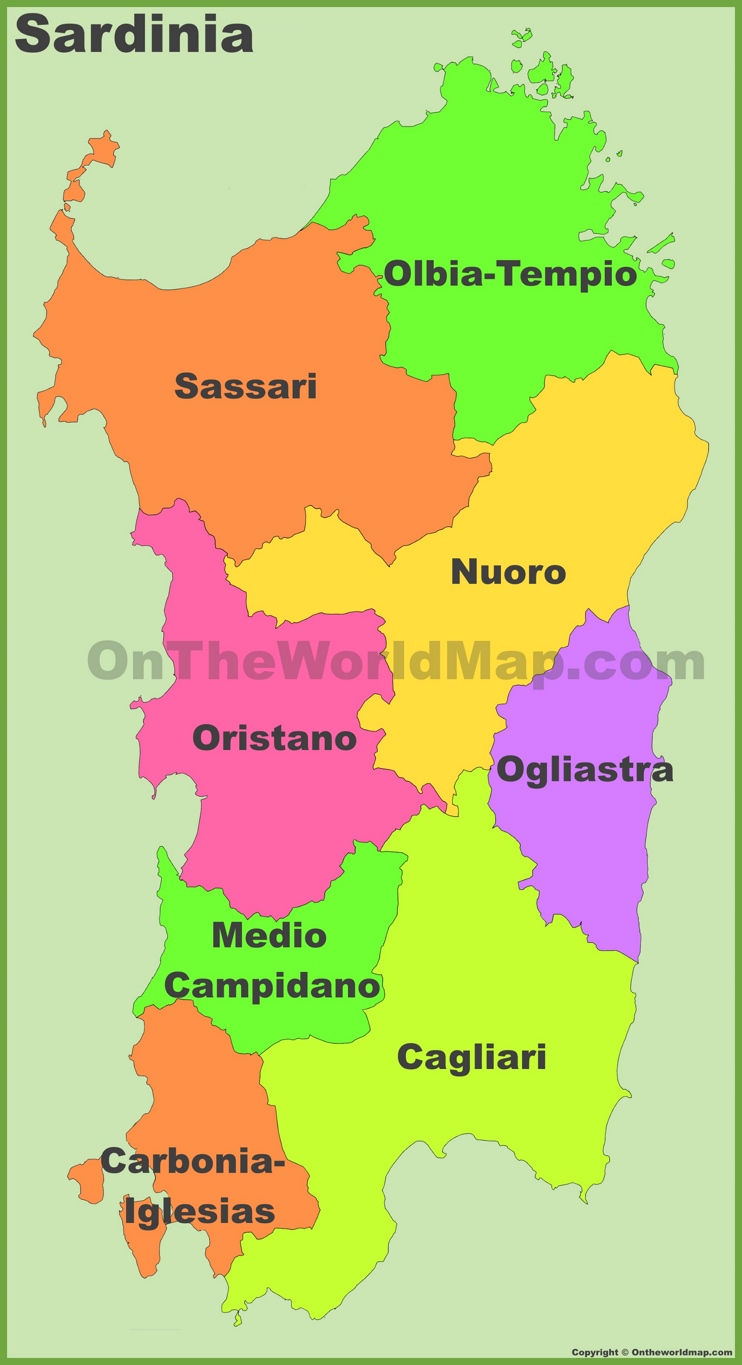 Sardegna - Mappa con province