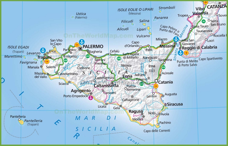 Grande mappa della Sicilia