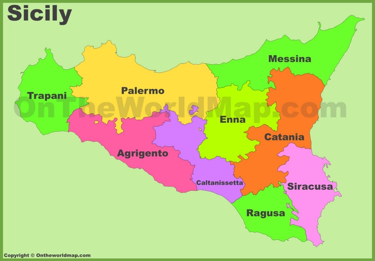 Sicilia - Mappa con province