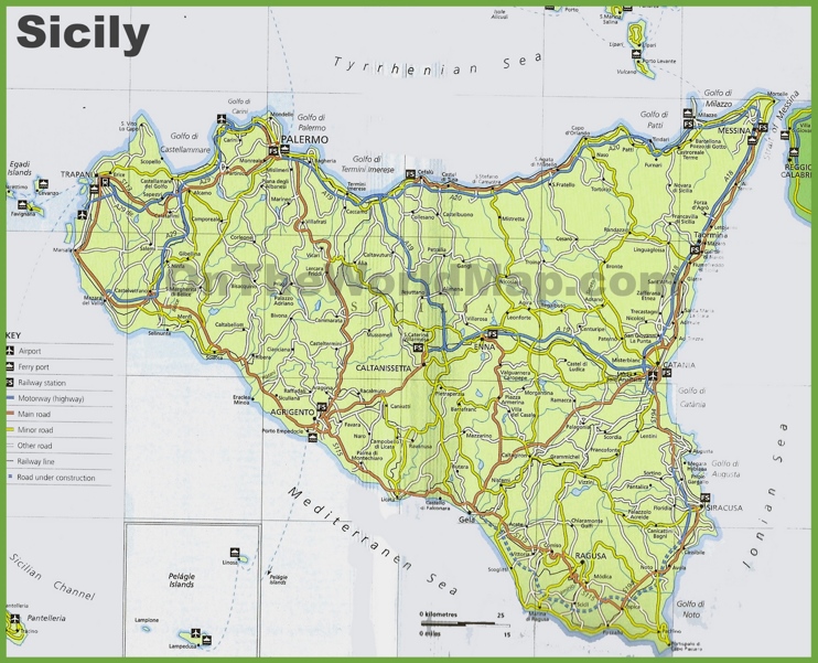 Sicilia - Mappa Stradale
