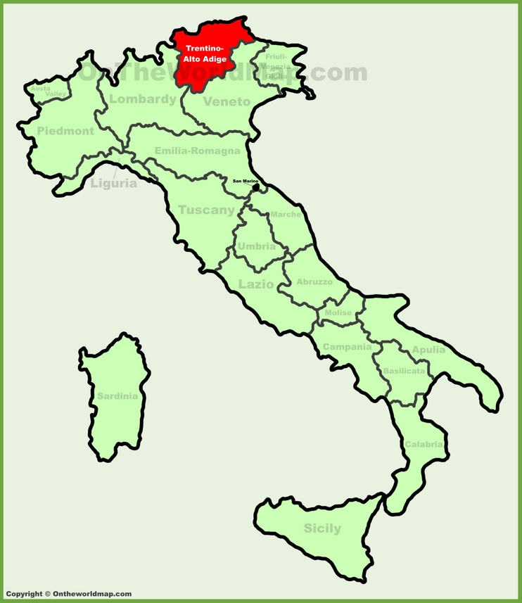 Trentino-Alto Adige location on the Italy map