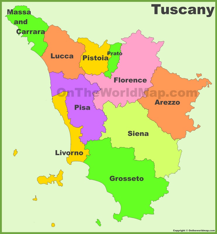 Toscana - Mappa con province