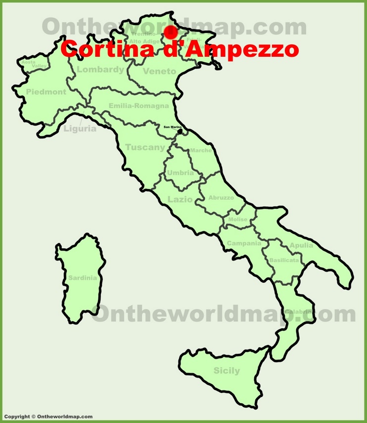 Cortina d'Ampezzo location on the Italy map