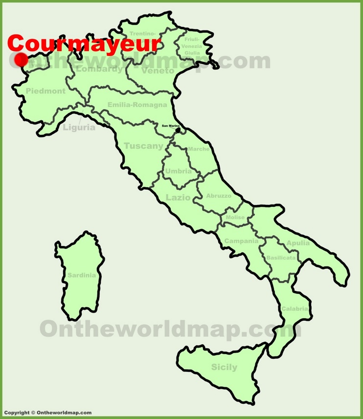 Courmayeur location on the Italy map