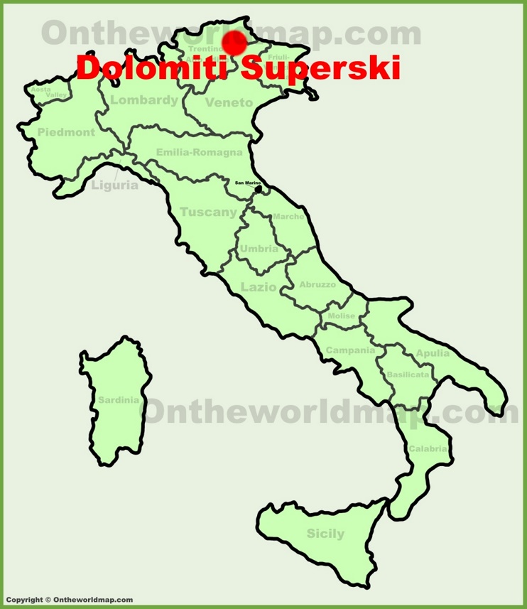 Dolomiti Superski sulla mappa dell'Italia