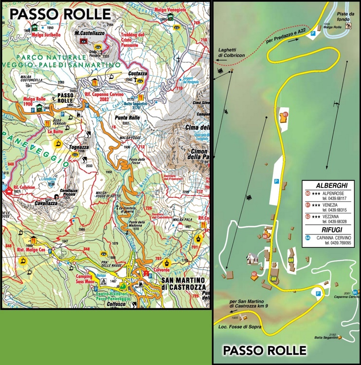 Passo Rolle tourist map