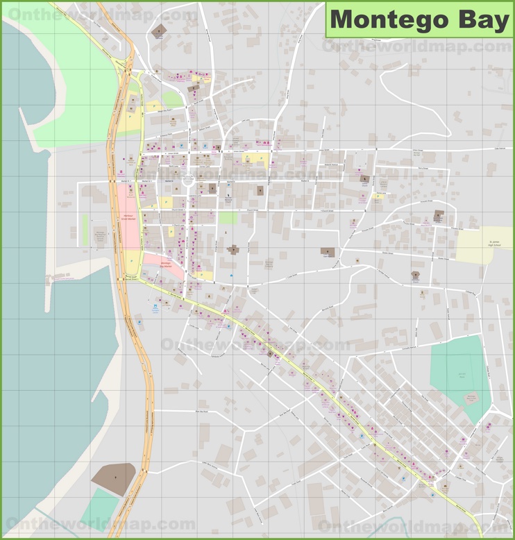 Montego Bay city center map