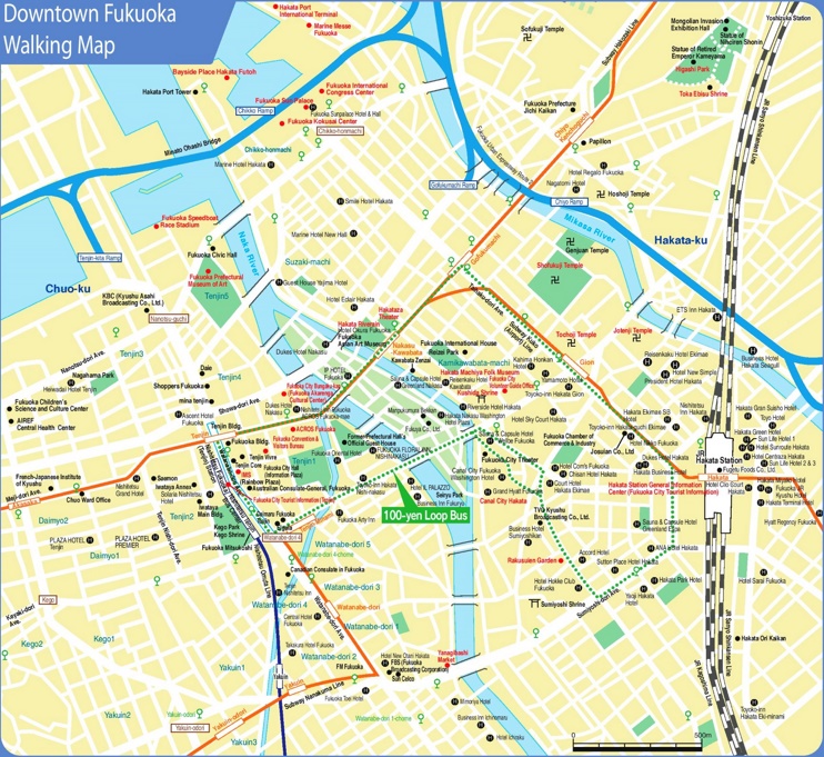 Fukuoka downtown map