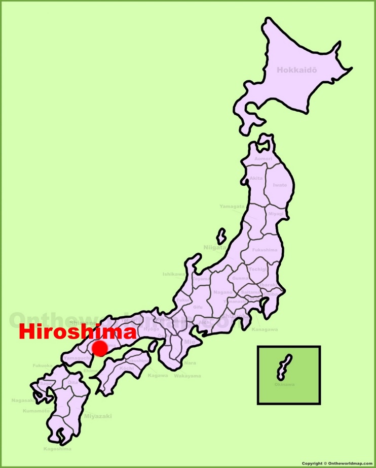 Hiroshima location on the Japan Map