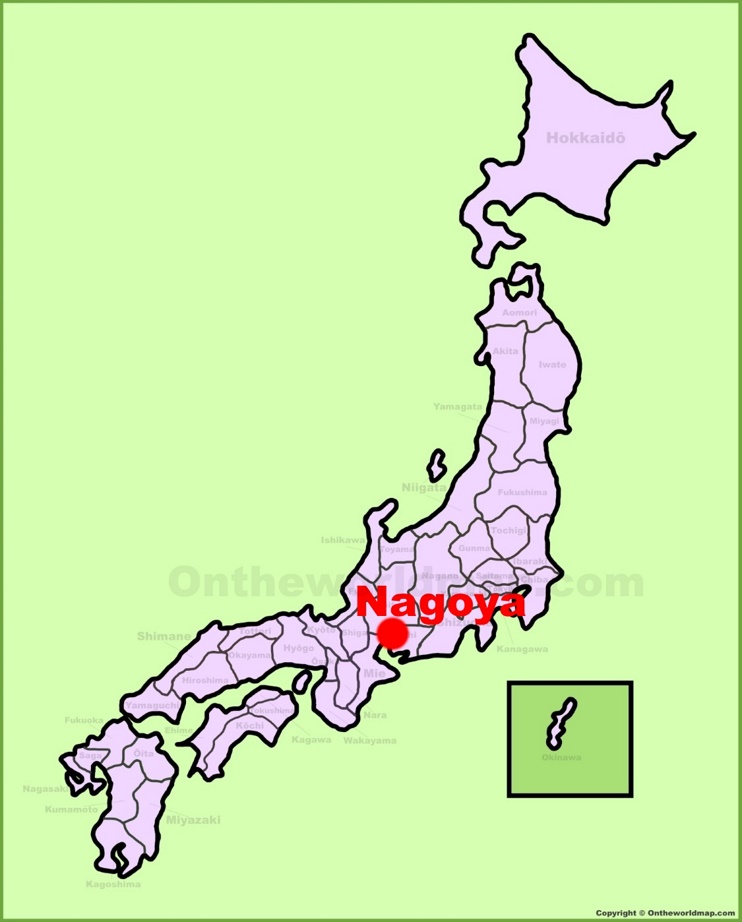 Nagoya location on the Japan Map