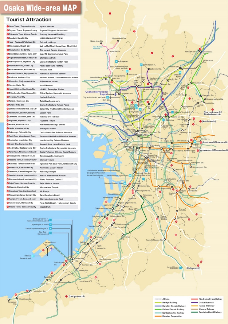 Osaka area tourist map