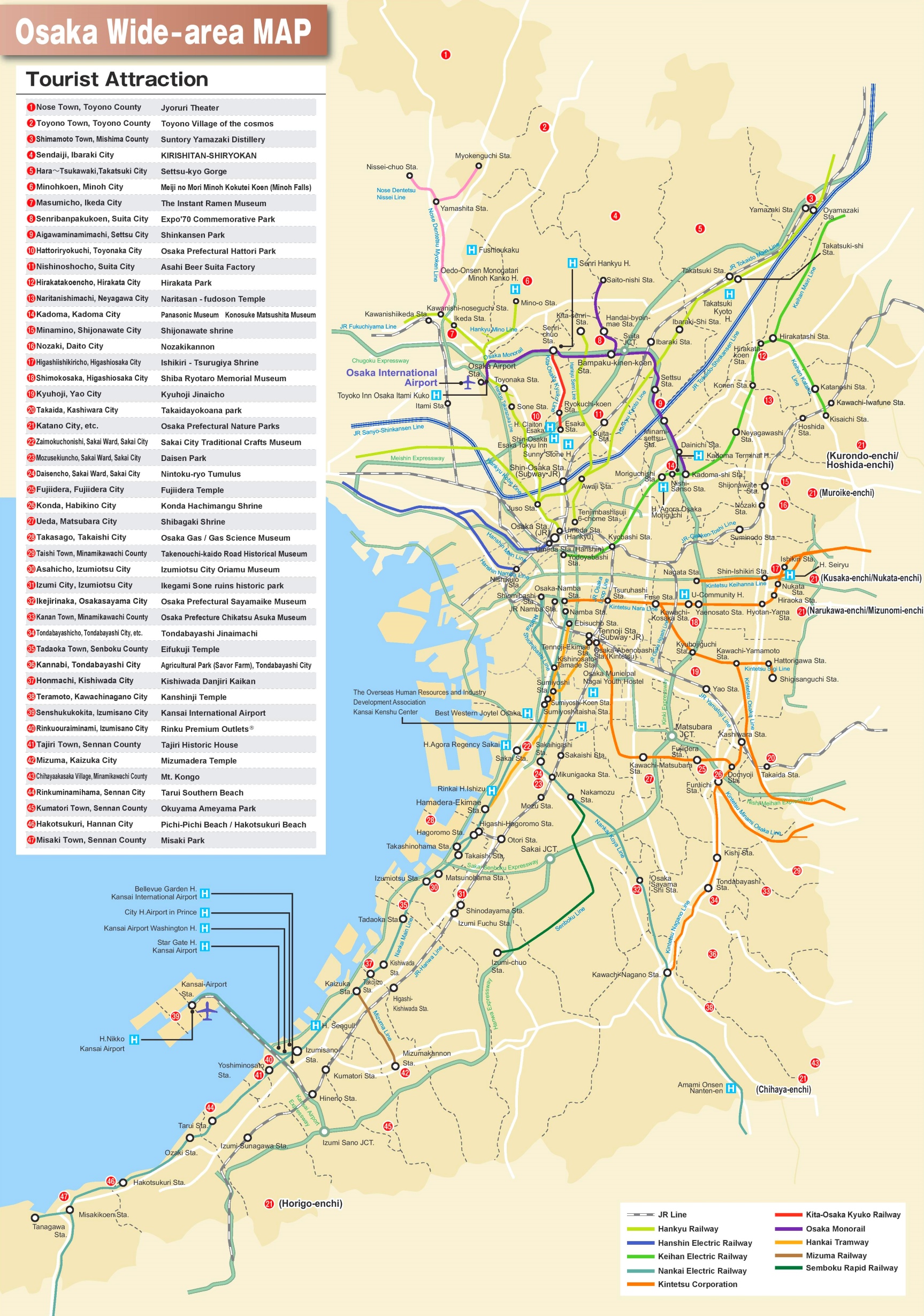 Osaka area tourist map