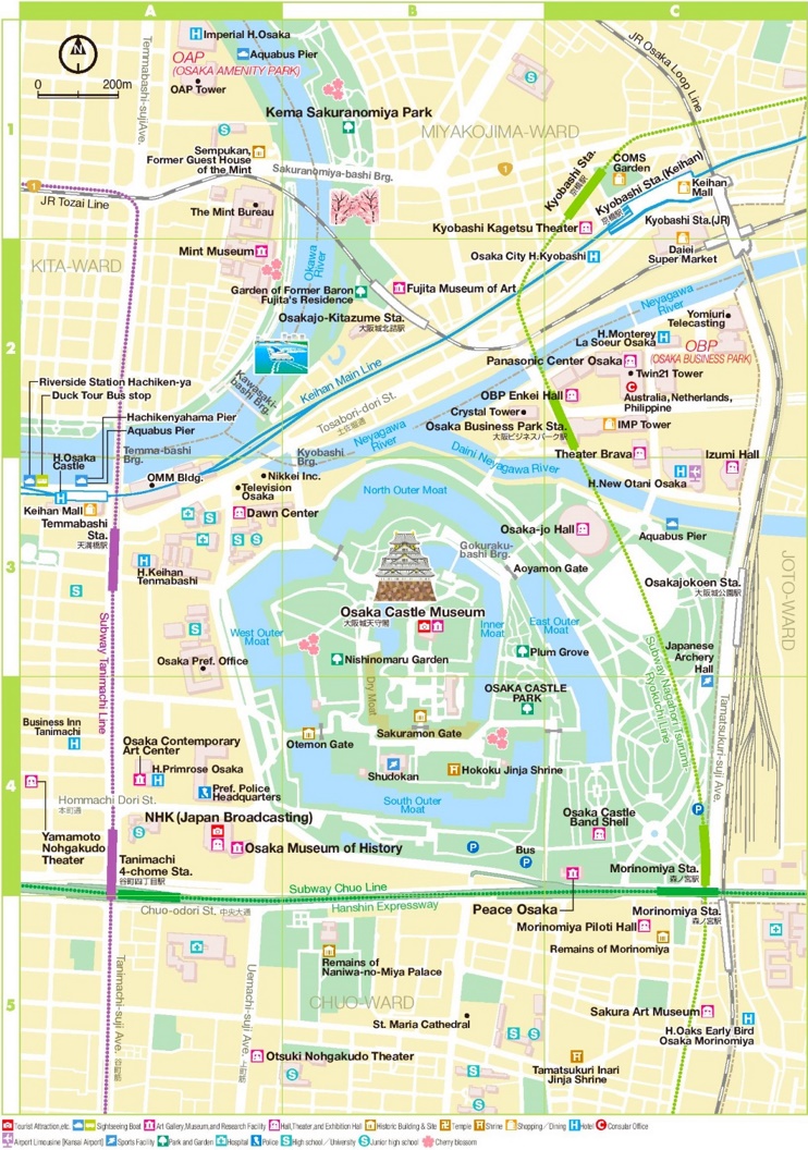 Osaka Castle Area Map