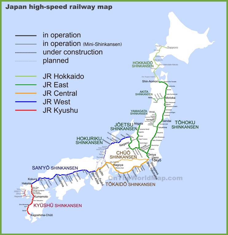 Japan high speed railway map