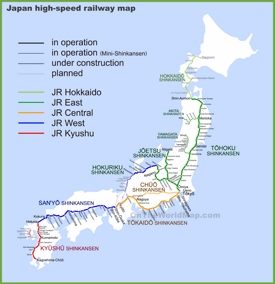 Japan high speed railway map