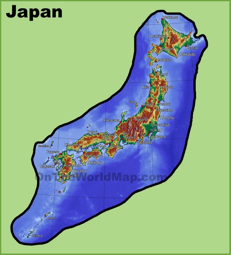 Japan physical map