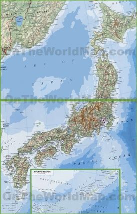Large detailed map of Japan with cities