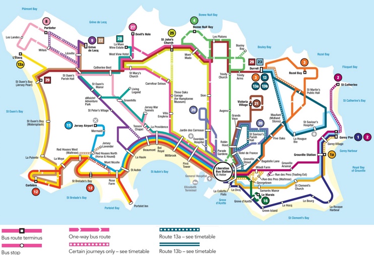 Jersey Bus Map