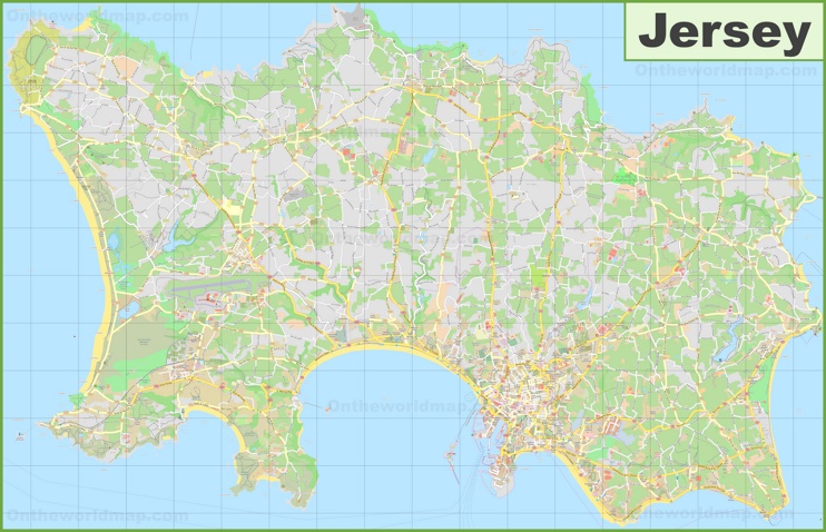 Large detailed map of Jersey