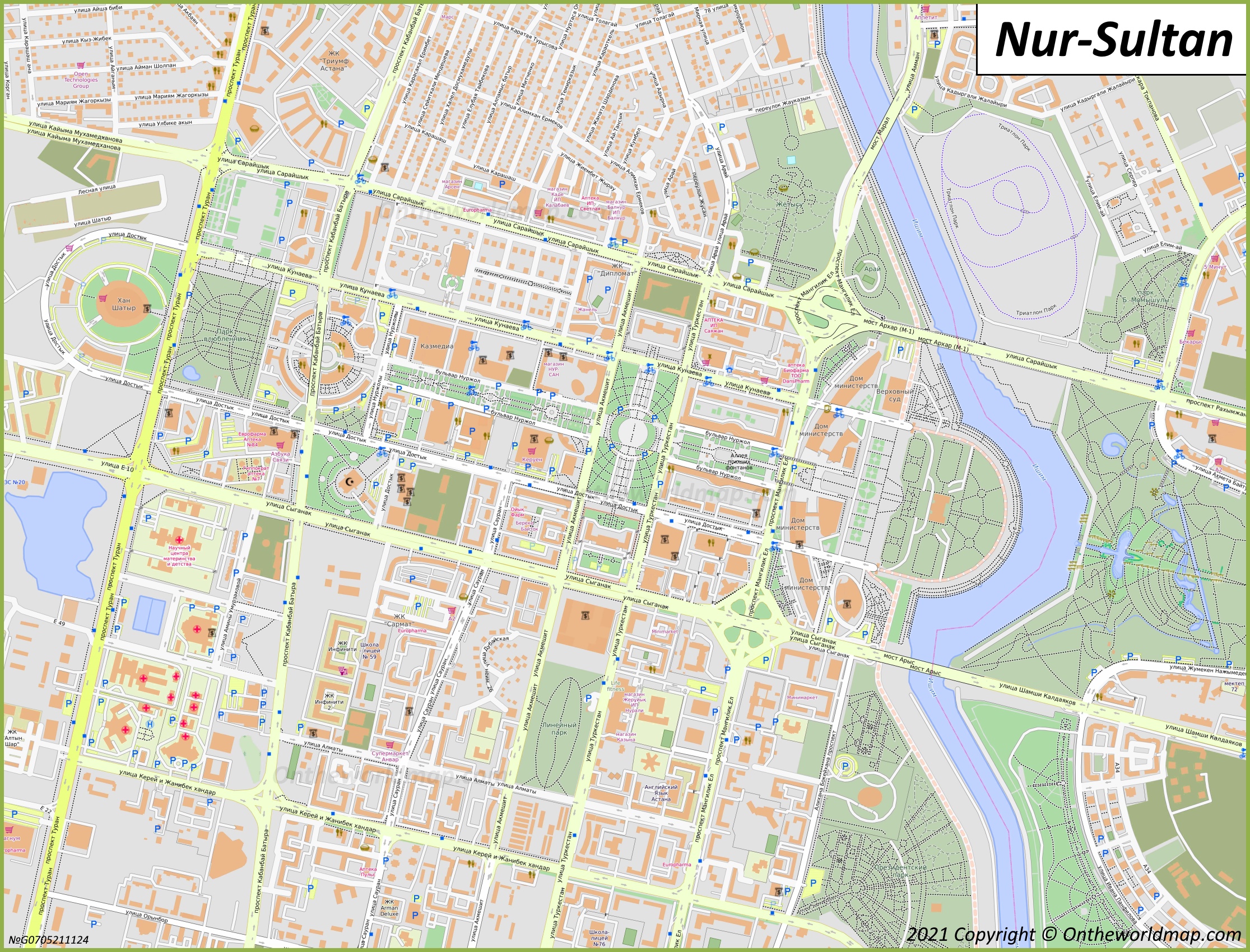 Nur-Sultan City Center Map