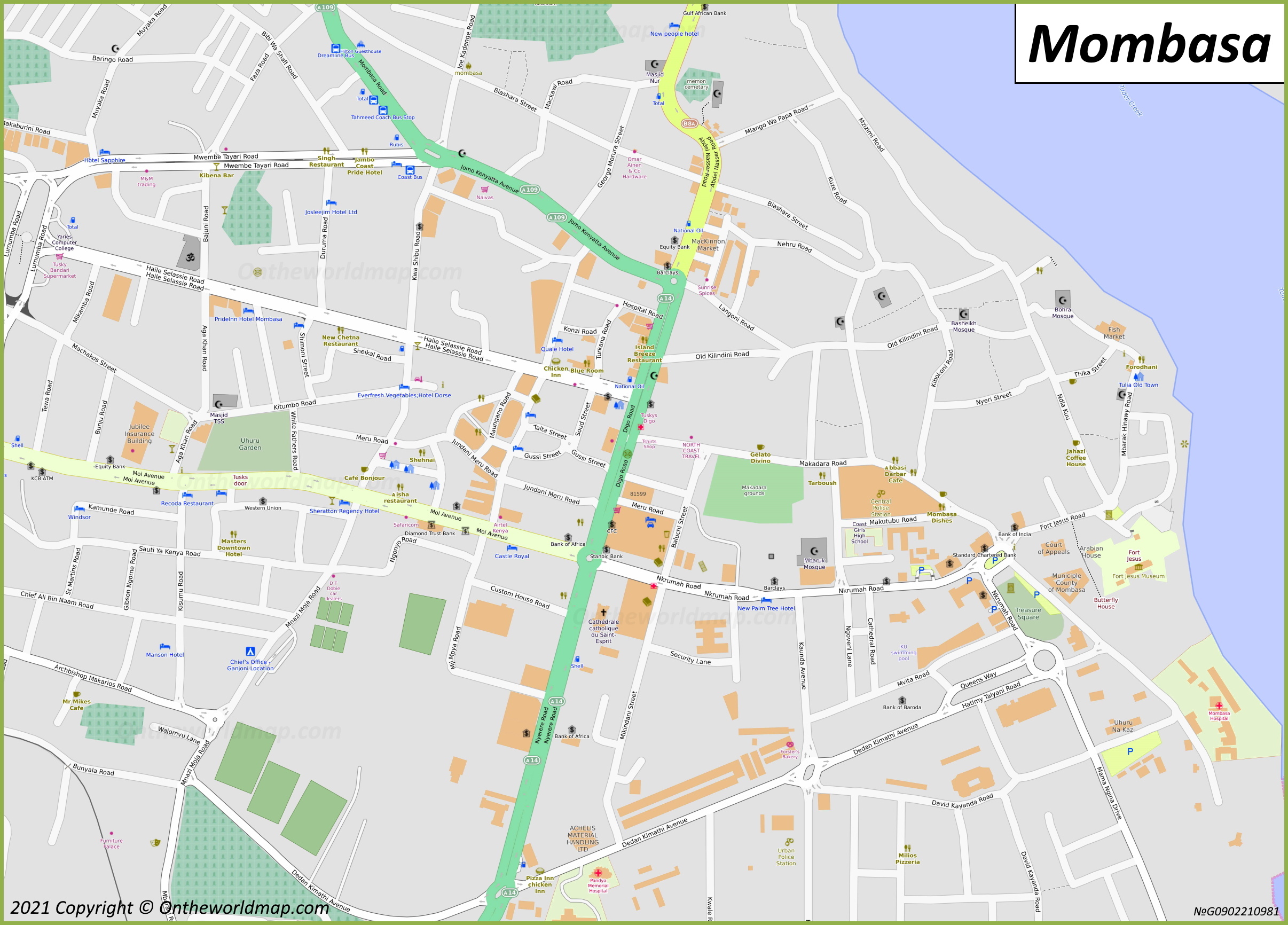 Mombasa Old Town Map