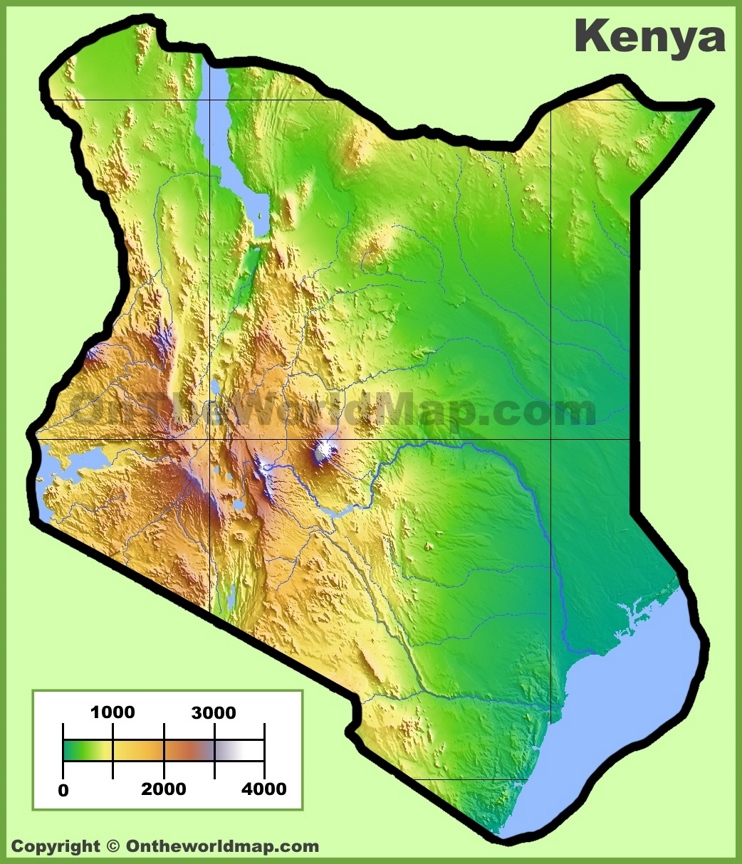 Kenya physical map