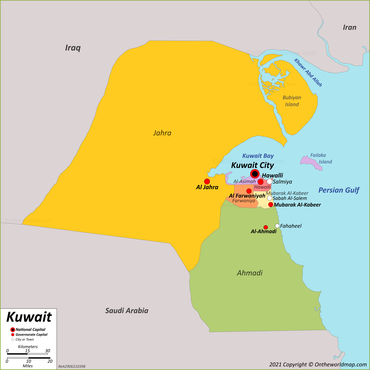 kuwait country on world map