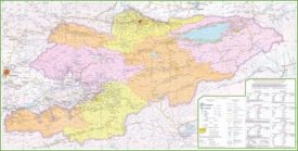 Large detailed map of Kyrgyzstan with cities and towns