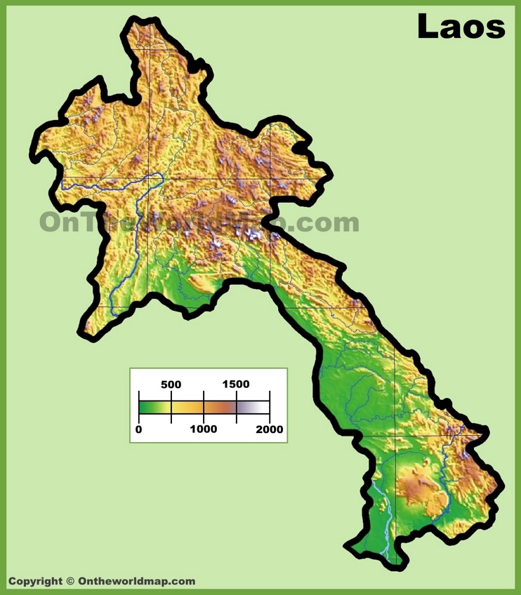 Laos physical map