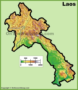 Laos physical map