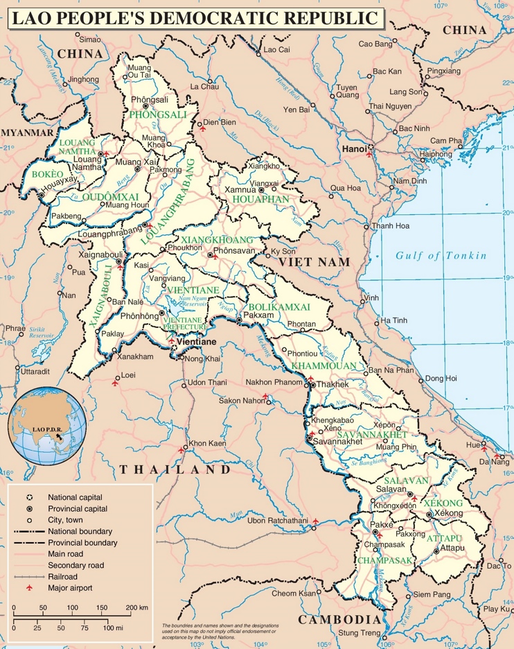 Laos political map